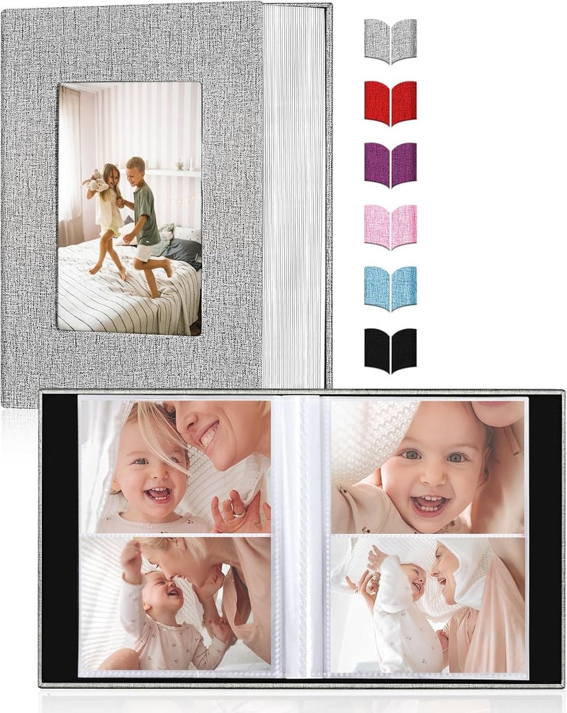EJBLFE Photo Album 4x6,Linen Cover Slide-in Photo Album Book Can Holds 200 4x6 Photos with 50 Black Sheets for Baby Family Pictures Artwork or Postcards Storage (Gray) - Image 2